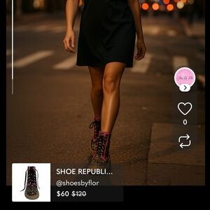 SHOE REPUBLIC / Husky / Leopard Print / Lace-Up / Chunky / Ankle / Boots With Pi